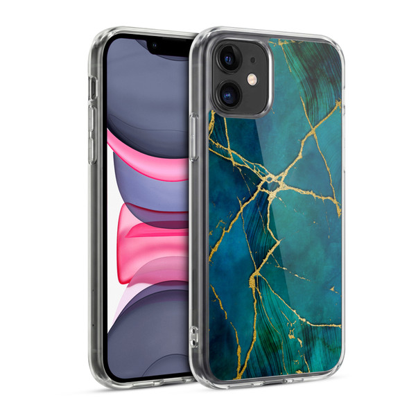 LebensArt Mineral Marble Blue And Gold Soft Gel Case for Apple iPhone 11
