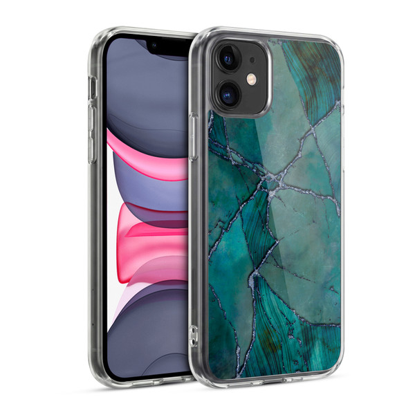 LebensArt Mineral Marble Teal Soft Gel Case for Apple iPhone 11