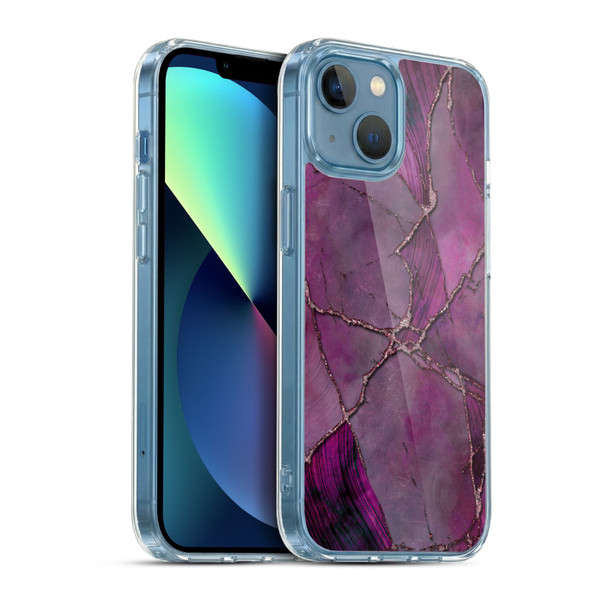 LebensArt Mineral Marble Violet Soft Gel Case for Apple iPhone 13 Mini & MagSafe