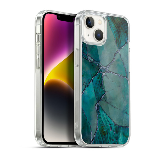 LebensArt Mineral Marble Teal Soft Gel Case for Apple iPhone 14 Plus & MagSafe