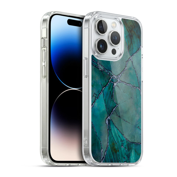 LebensArt Mineral Marble Teal Soft Gel Case for Apple iPhone 14 Pro & MagSafe