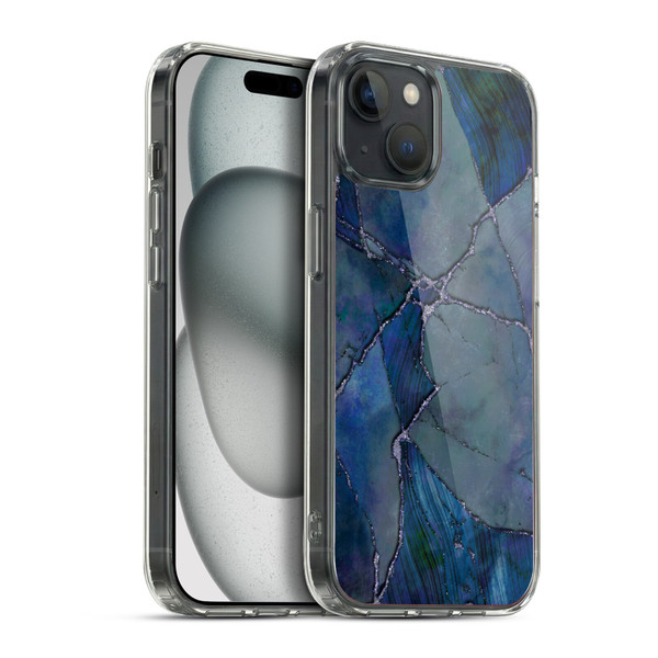 LebensArt Mineral Marble Indigo Soft Gel Case for Apple iPhone 15 Plus & MagSafe