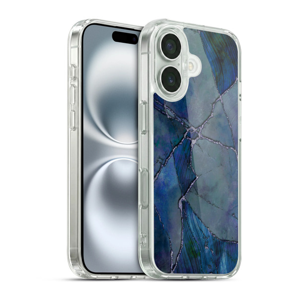 LebensArt Mineral Marble Indigo Soft Gel Case for Apple iPhone 16 & MagSafe