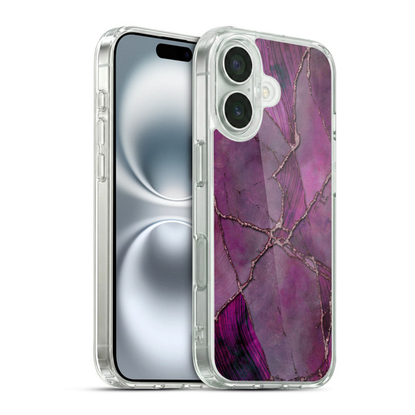 LebensArt Mineral Marble Violet Soft Gel Case for Apple iPhone 16 & MagSafe