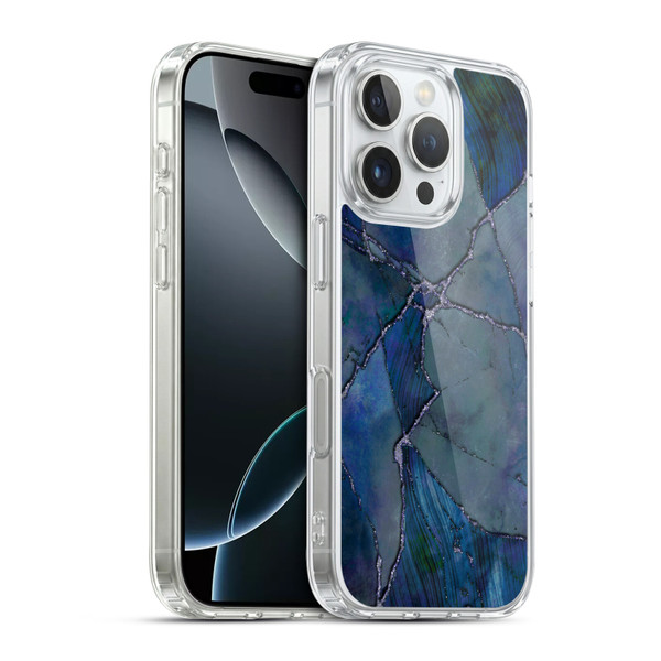 LebensArt Mineral Marble Indigo Soft Gel Case for Apple iPhone 16 Pro & MagSafe