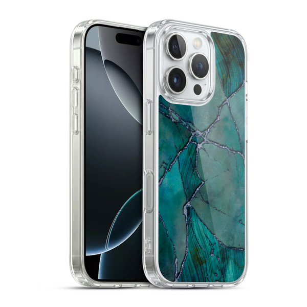 LebensArt Mineral Marble Teal Soft Gel Case for Apple iPhone 16 Pro & MagSafe