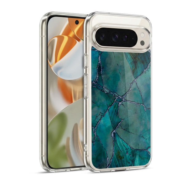 LebensArt Mineral Marble Teal Soft Gel Case for Google Pixel 9 / Pixel 9 Pro