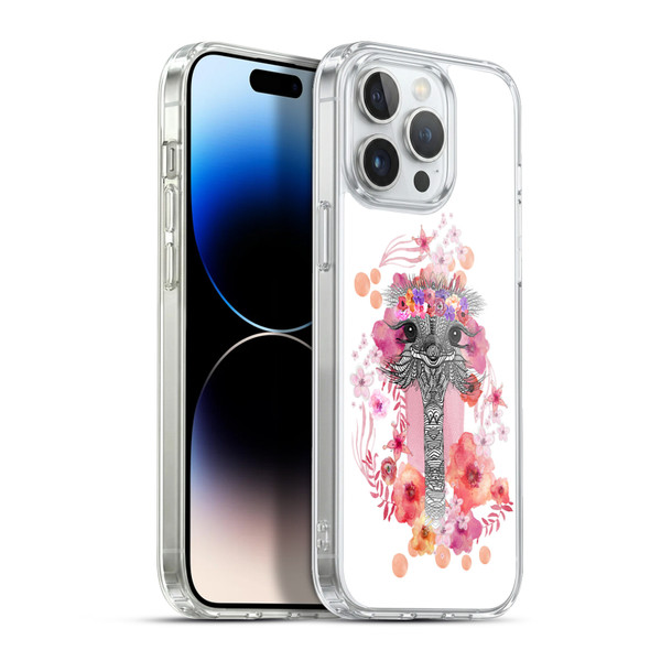 Monika Strigel Animals And Flowers Ostrich Aztec Soft Gel Case for Apple iPhone 13 Pro Max & MagSafe