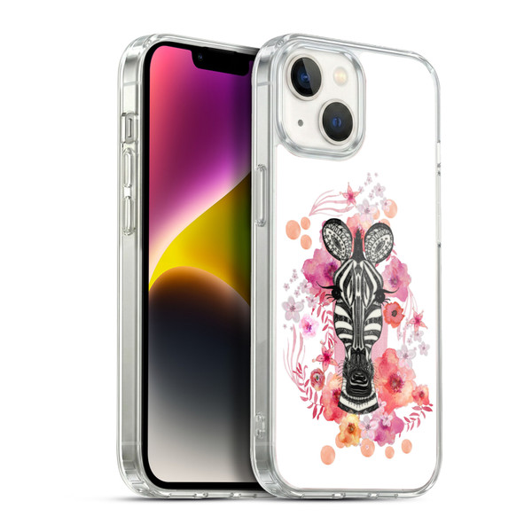 Monika Strigel Animals And Flowers Zebra Soft Gel Case for Apple iPhone 14