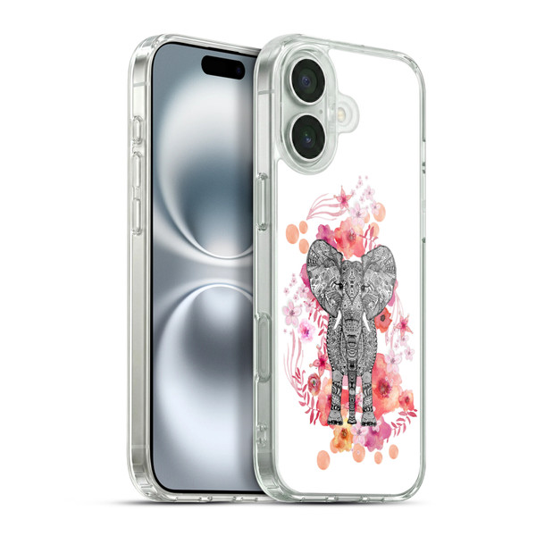 Monika Strigel Animals And Flowers Elephant Aztec Soft Gel Case for Apple iPhone 16 Plus & MagSafe
