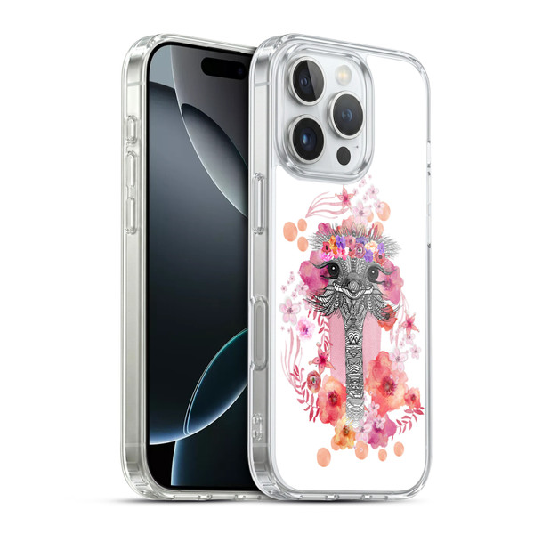 Monika Strigel Animals And Flowers Ostrich Aztec Soft Gel Case for Apple iPhone 16 Pro & MagSafe