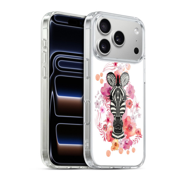 Monika Strigel Animals And Flowers Zebra Soft Gel Case for Apple iPhone 17 Pro