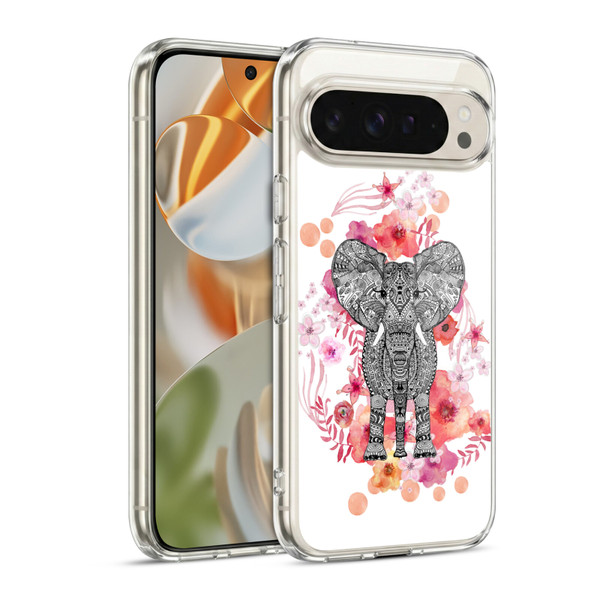 Monika Strigel Animals And Flowers Elephant Aztec Soft Gel Case for Google Pixel 9 / Pixel 9 Pro