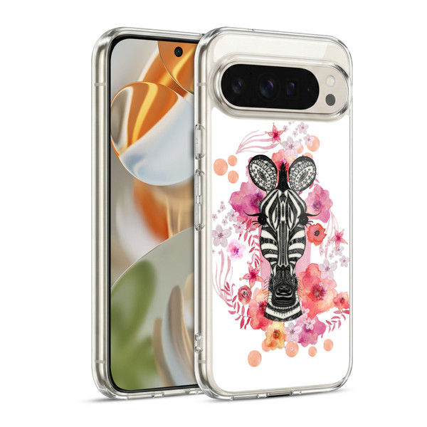 Monika Strigel Animals And Flowers Zebra Soft Gel Case for Google Pixel 9 / Pixel 9 Pro
