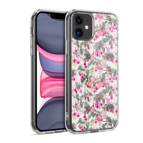 Micklyn Le Feuvre Florals 2 Rainbow Fuchsia Floral Pattern Soft Gel Case for Apple iPhone 11