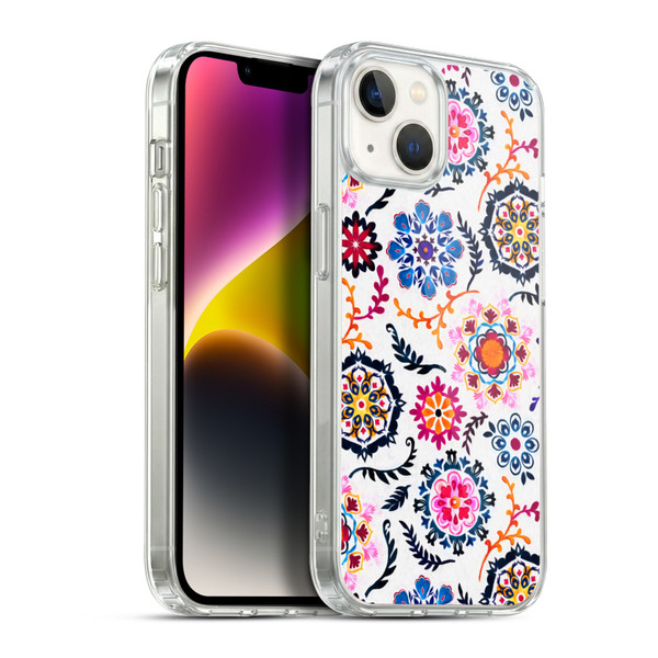 Micklyn Le Feuvre Florals 2 Happy Colour Suzani Inspired Pattern Soft Gel Case for Apple iPhone 14 Plus & MagSafe