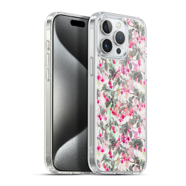 Micklyn Le Feuvre Florals 2 Rainbow Fuchsia Floral Pattern Soft Gel Case for Apple iPhone 15 Pro Max & MagSafe