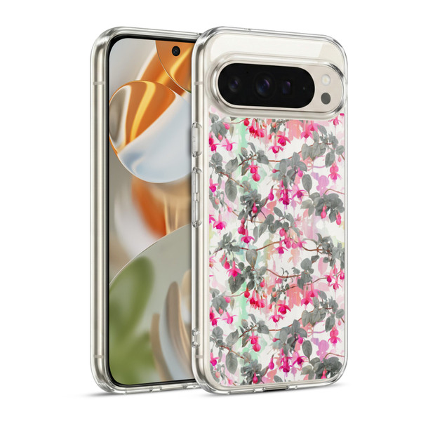 Micklyn Le Feuvre Florals 2 Rainbow Fuchsia Floral Pattern Soft Gel Case for Google Pixel 9 / Pixel 9 Pro