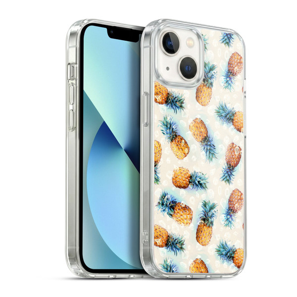 Micklyn Le Feuvre Patterns Pineapples and Crystals Soft Gel Case for Apple iPhone 13