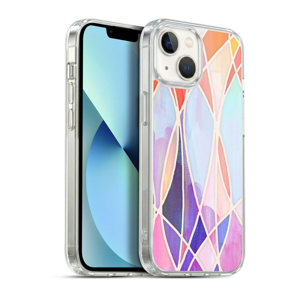 Micklyn Le Feuvre Patterns Purple and Peach Love Pastel Soft Gel Case for Apple iPhone 13