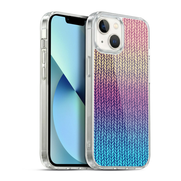 Micklyn Le Feuvre Patterns Rainbow Chunky Knit Soft Gel Case for Apple iPhone 13