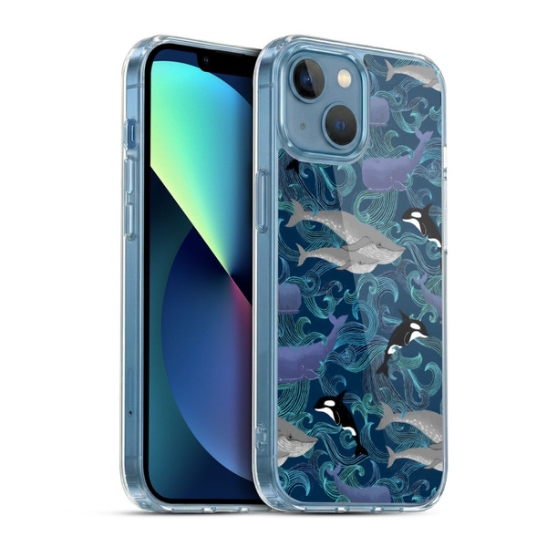 Micklyn Le Feuvre Patterns Giants in Teal Soft Gel Case for Apple iPhone 13 Mini & MagSafe