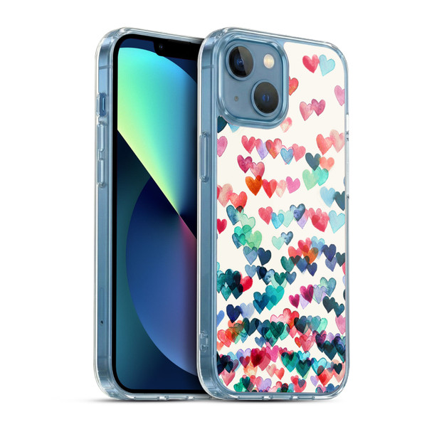 Micklyn Le Feuvre Patterns Watercolour Heart Connections Soft Gel Case for Apple iPhone 13 Mini & MagSafe