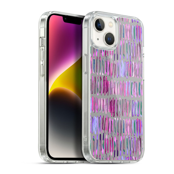 Micklyn Le Feuvre Patterns Messy Watercolour Stripes Soft Gel Case for Apple iPhone 14 Plus & MagSafe