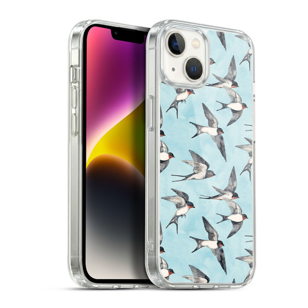 Micklyn Le Feuvre Patterns Swallow Flight Soft Gel Case for Apple iPhone 14 Plus & MagSafe