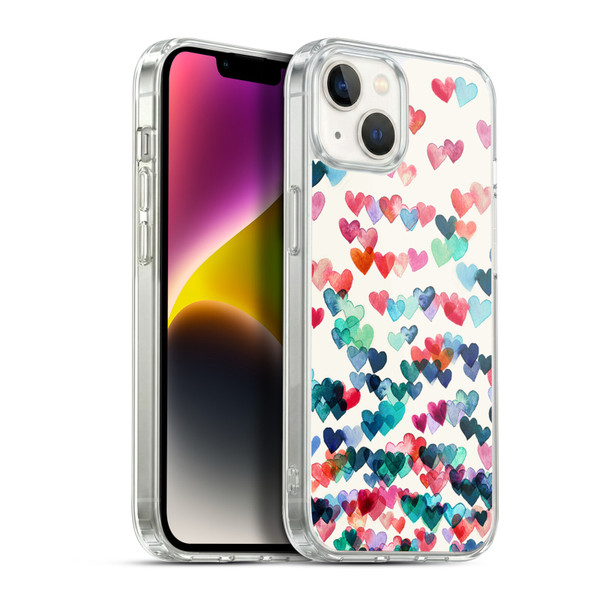 Micklyn Le Feuvre Patterns Watercolour Heart Connections Soft Gel Case for Apple iPhone 14 Plus & MagSafe
