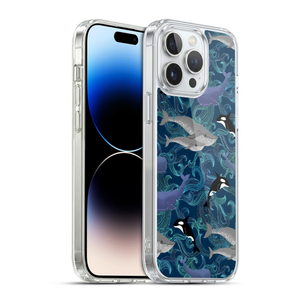Micklyn Le Feuvre Patterns Giants in Teal Soft Gel Case for Apple iPhone 14 Pro Max & MagSafe