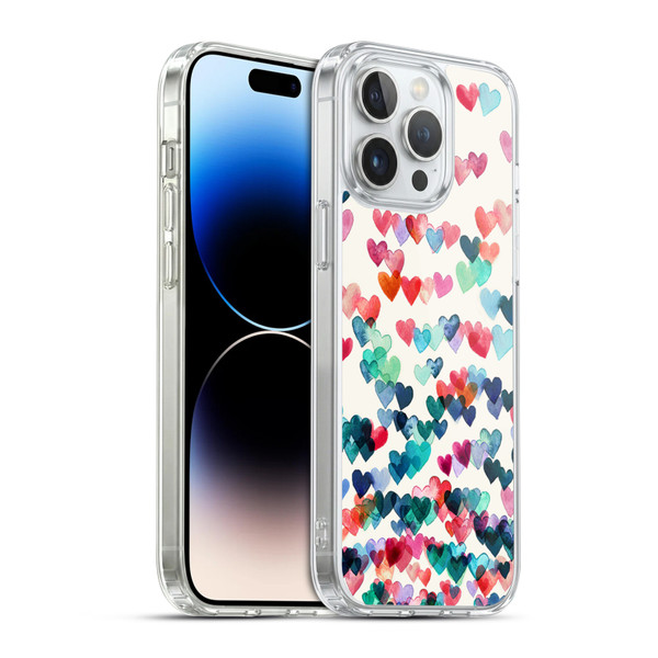 Micklyn Le Feuvre Patterns Watercolour Heart Connections Soft Gel Case for Apple iPhone 14 Pro Max & MagSafe