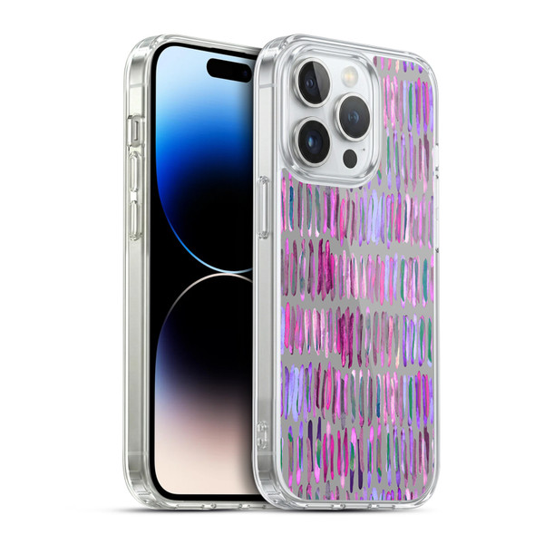 Micklyn Le Feuvre Patterns Messy Watercolour Stripes Soft Gel Case for Apple iPhone 14 Pro & MagSafe
