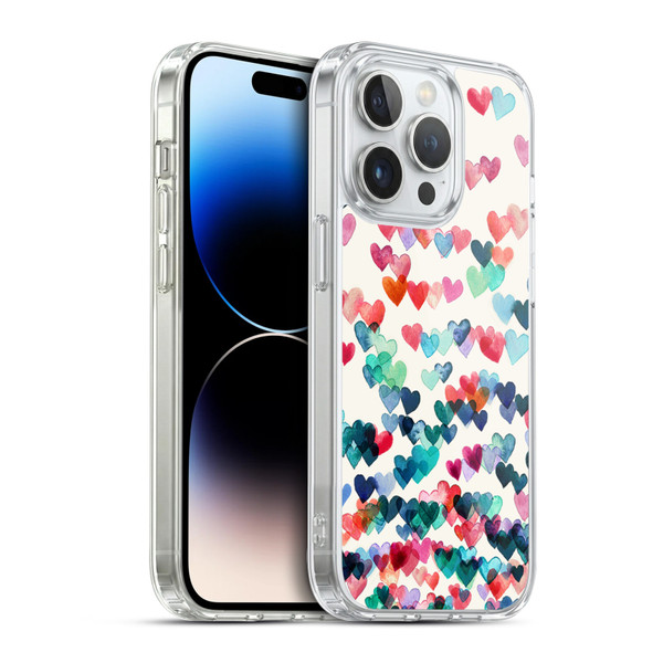 Micklyn Le Feuvre Patterns Watercolour Heart Connections Soft Gel Case for Apple iPhone 14 Pro & MagSafe