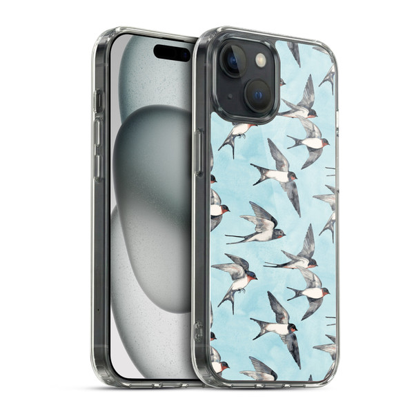 Micklyn Le Feuvre Patterns Swallow Flight Soft Gel Case for Apple iPhone 15 & MagSafe