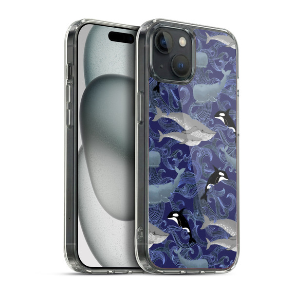 Micklyn Le Feuvre Patterns Giants in Purple Soft Gel Case for Apple iPhone 15 Plus & MagSafe