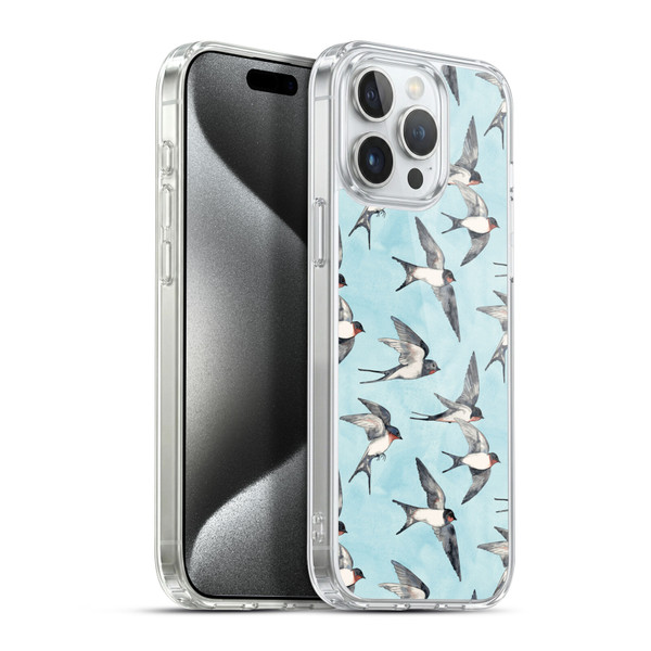 Micklyn Le Feuvre Patterns Swallow Flight Soft Gel Case for Apple iPhone 15 Pro Max & MagSafe