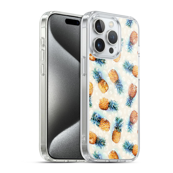 Micklyn Le Feuvre Patterns Pineapples and Crystals Soft Gel Case for Apple iPhone 15 Pro & MagSafe