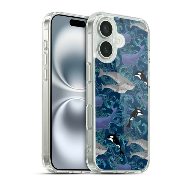 Micklyn Le Feuvre Patterns Giants in Teal Soft Gel Case for Apple iPhone 16 & MagSafe