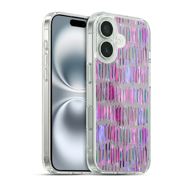 Micklyn Le Feuvre Patterns Messy Watercolour Stripes Soft Gel Case for Apple iPhone 16 & MagSafe