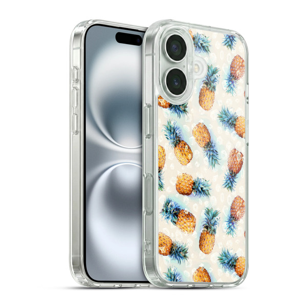 Micklyn Le Feuvre Patterns Pineapples and Crystals Soft Gel Case for Apple iPhone 16 & MagSafe