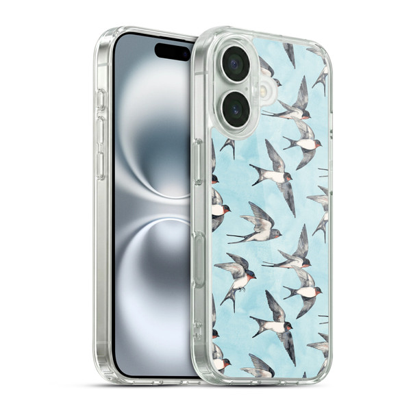 Micklyn Le Feuvre Patterns Swallow Flight Soft Gel Case for Apple iPhone 16 & MagSafe