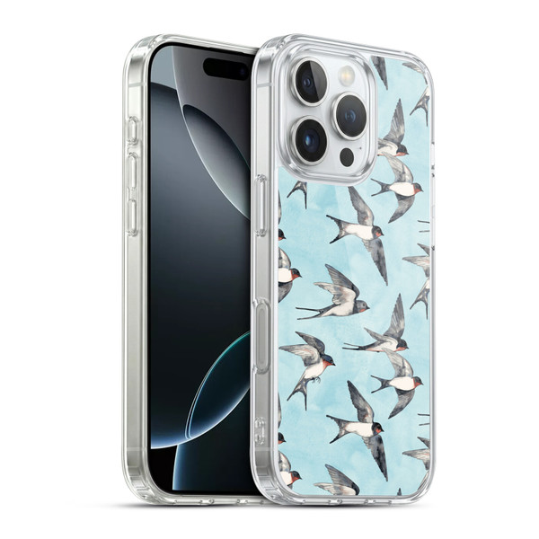 Micklyn Le Feuvre Patterns Swallow Flight Soft Gel Case for Apple iPhone 16 Pro & MagSafe