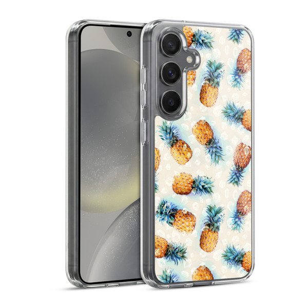 Micklyn Le Feuvre Patterns Pineapples and Crystals Soft Gel Case for Samsung Galaxy S24 5G & MagSafe