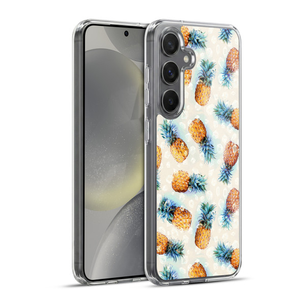 Micklyn Le Feuvre Patterns Pineapples and Crystals Soft Gel Case for Samsung Galaxy S24+ 5G & MagSafe