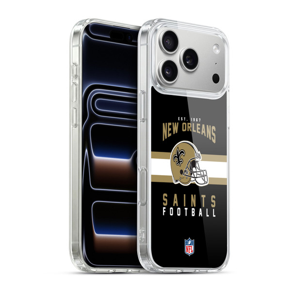 NFL New Orleans Saints Graphics Helmet Typography Soft Gel Case for Apple iPhone 17 Pro Max