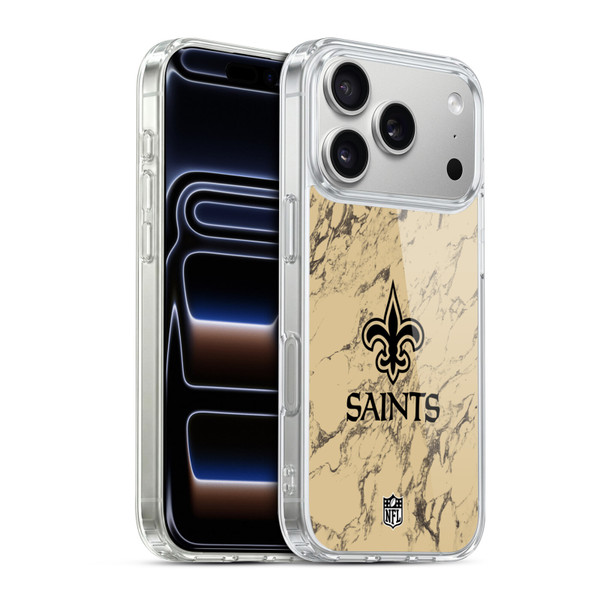 NFL New Orleans Saints Graphics Coloured Marble Soft Gel Case for Apple iPhone 17 Pro