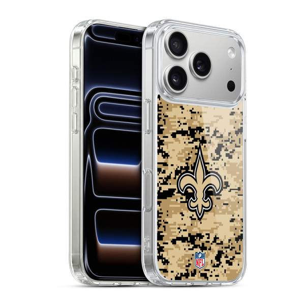 NFL New Orleans Saints Graphics Digital Camouflage Soft Gel Case for Apple iPhone 17 Pro