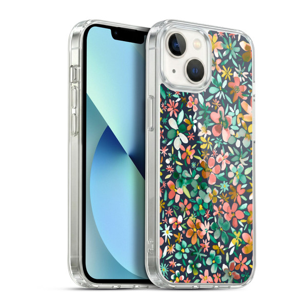 Ninola Floral Colourful Petals Green Soft Gel Case for Apple iPhone 13