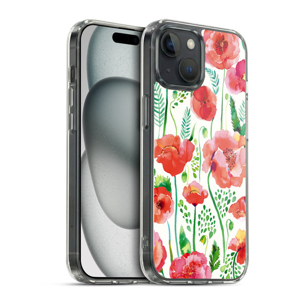 Ninola Floral Red Soft Gel Case for Apple iPhone 15 & MagSafe